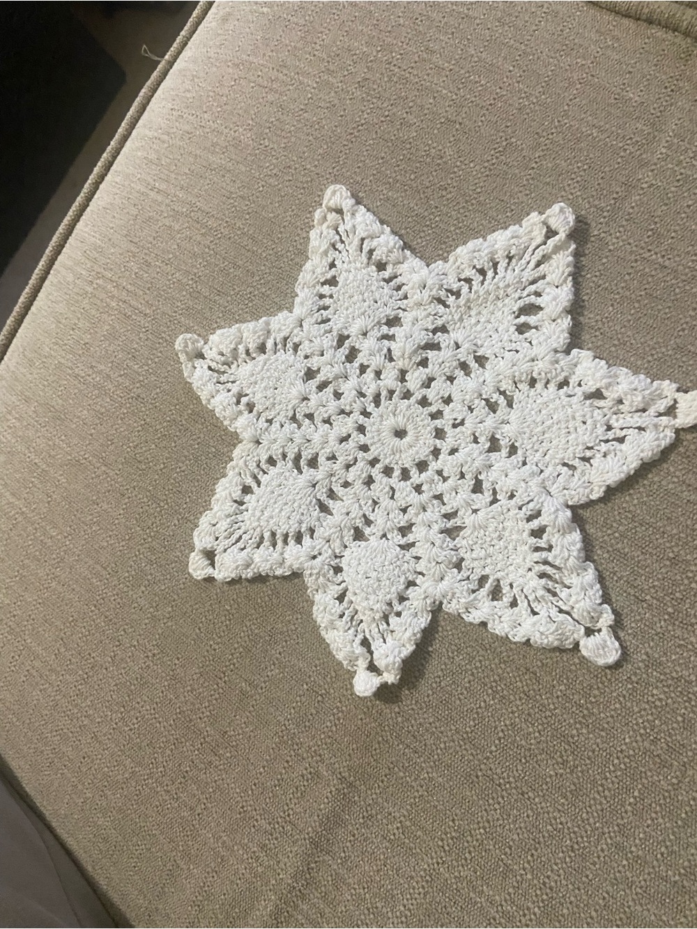 White Crochet Star Doily Accent